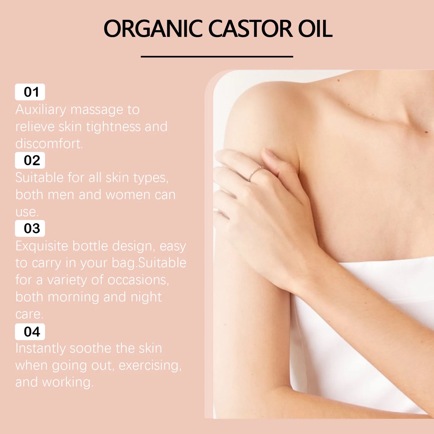 Organic Castor Oil Roll-On – Hair Growth, Skin Hydration & Firming Treatment