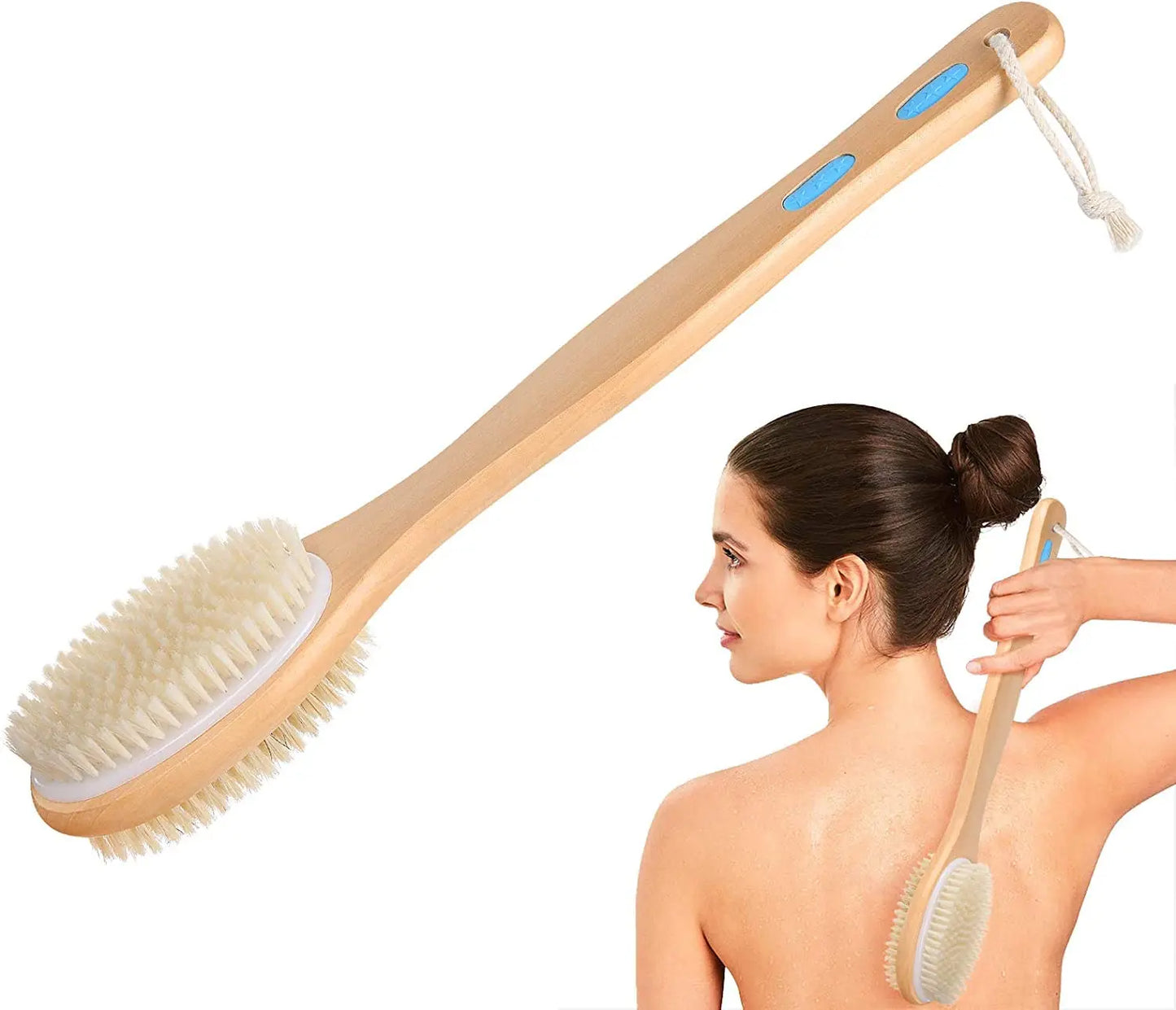 Zynerae Long Handle Body Brush – Exfoliating & Massage Double-Sided Shower Scrubber