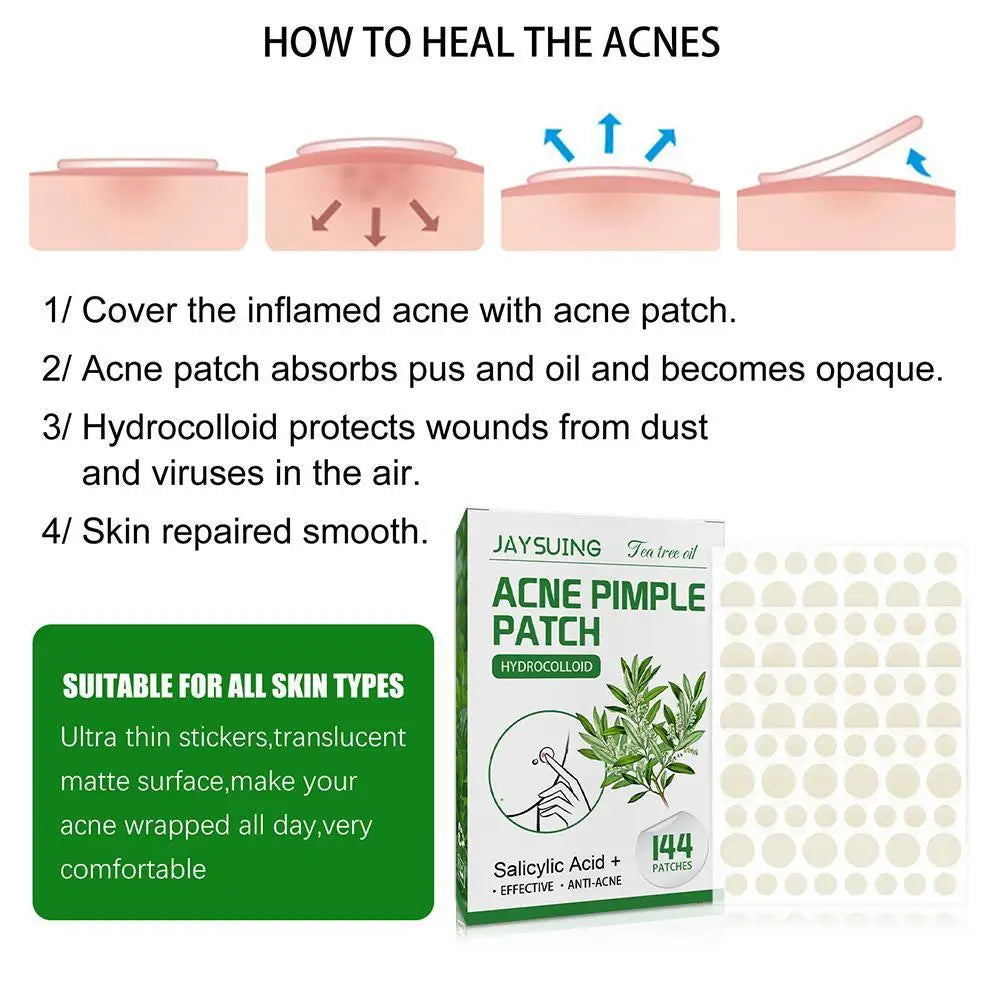 Invisible Hydrocolloid Acne Patch With Tea Tree Oil. 144 pcs.