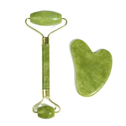 Jade Face Roller & Gua Sha Scraping Board Set | Face Lifting, Slimming & Anti-Wrinkle Massager