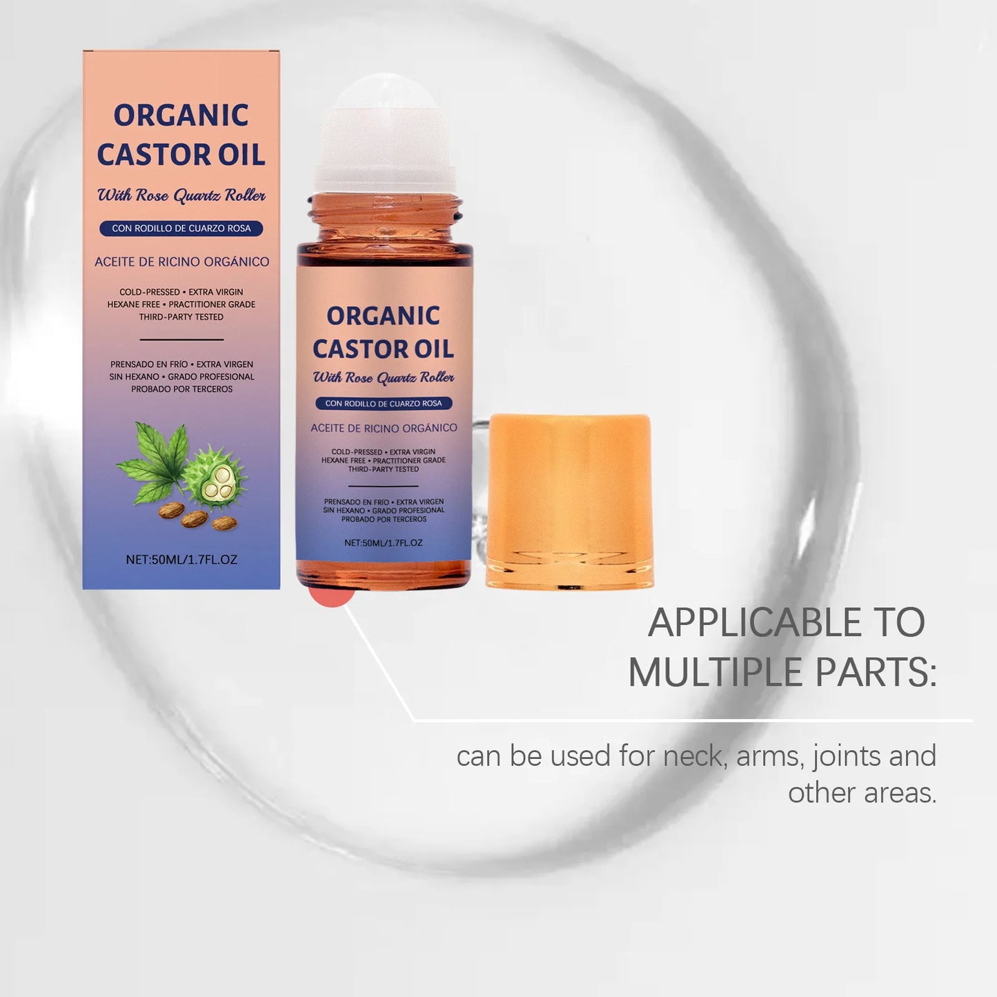 Organic Castor Oil Roll-On – Hair Growth, Skin Hydration & Firming Treatment