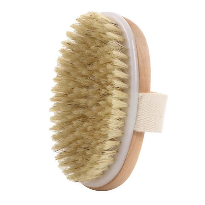 Zynerae Natural Bristle Body Brush – Exfoliating Wet & Dry Bath Massager.