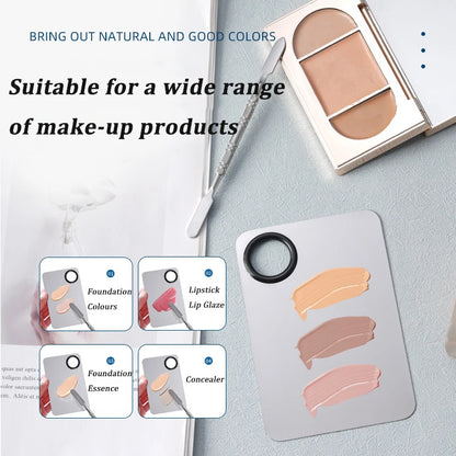 Zynerae Stainless Steel Makeup Mixing Palette with Spatula.
