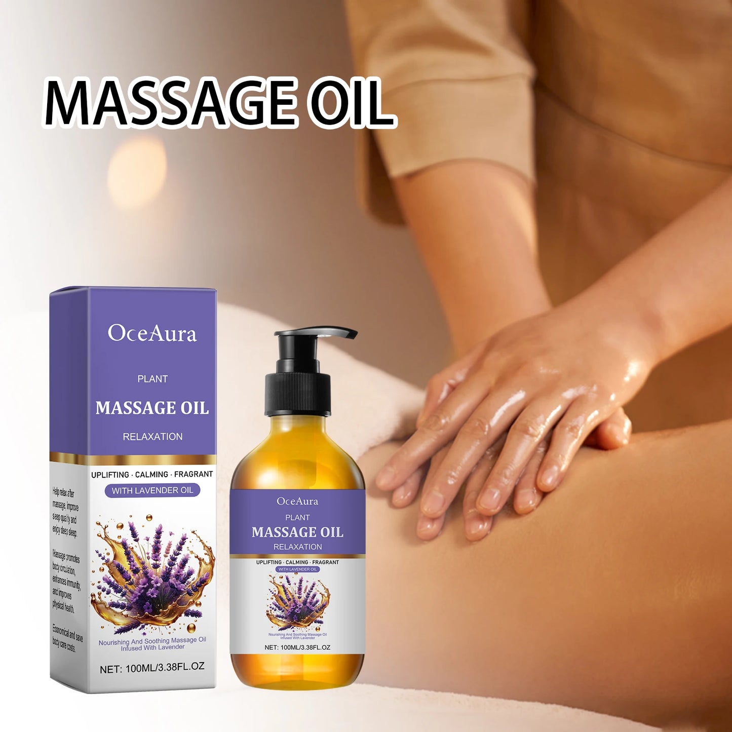 Lavender Massage Oil – Relaxing Body Oil for Stress Relief, Muscle Soothing & Deep Moisturising