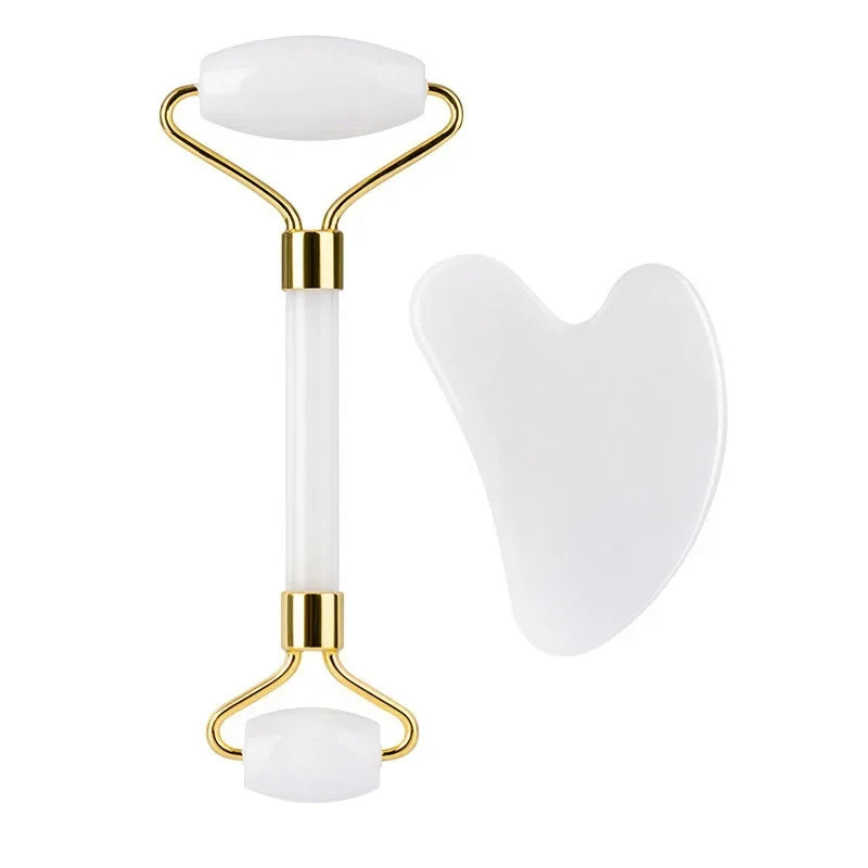 Jade Face Roller & Gua Sha Scraping Board Set | Face Lifting, Slimming & Anti-Wrinkle Massager
