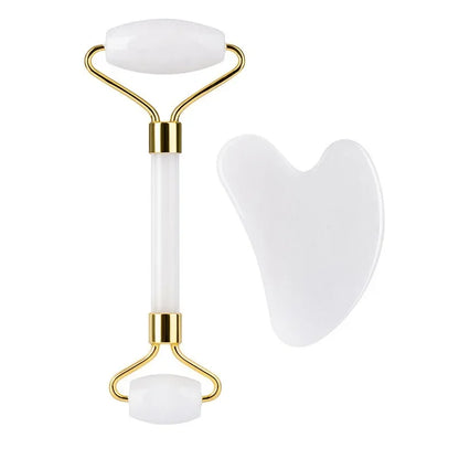 Jade Face Roller & Gua Sha Scraping Board Set | Face Lifting, Slimming & Anti-Wrinkle Massager