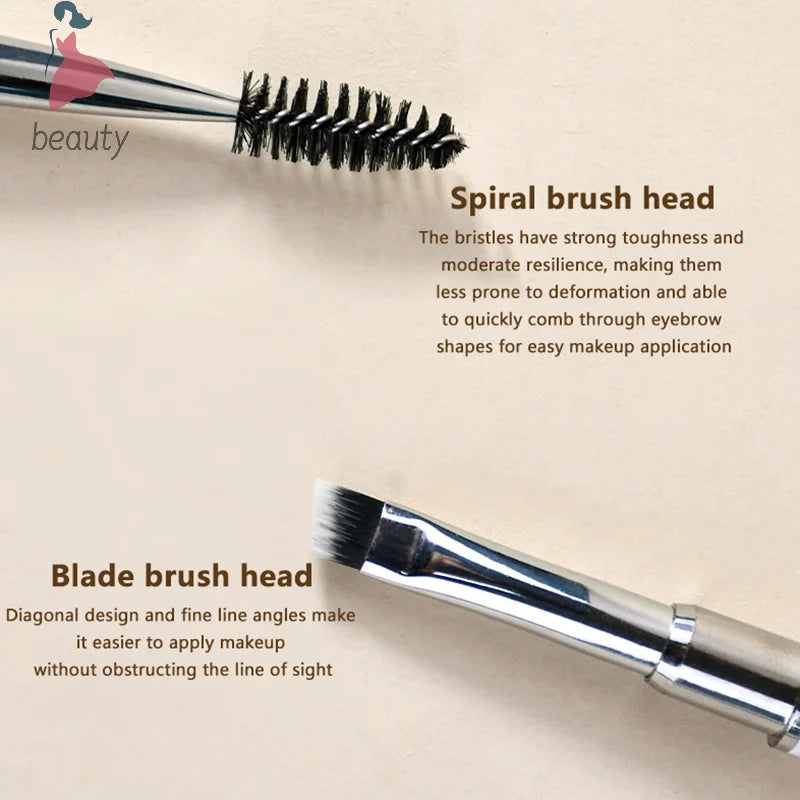 Zynerae Dual-Ended Eyebrow Brush — Angled & Spoolie with Protective Lid