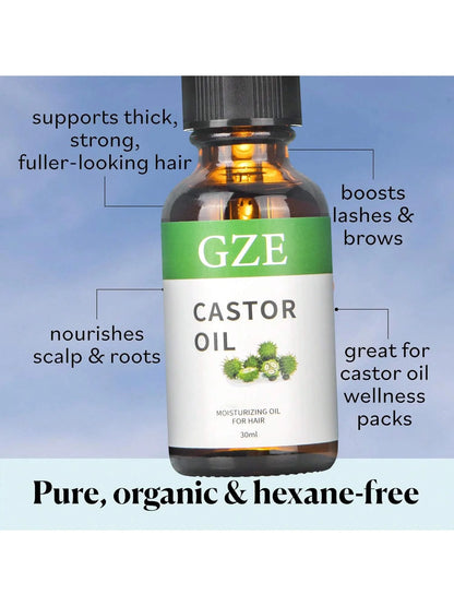 GZE Organic Castor Oil 1oz | 100% Pure Cold Pressed Hexane Free | Lash, Brow & Hair Growth | Skin Moisturiser