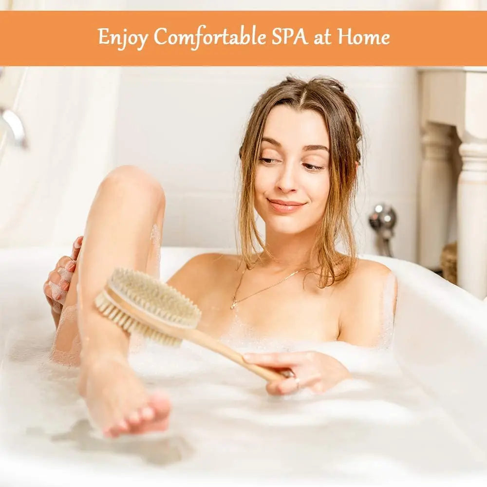 Zynerae Long Handle Body Brush – Exfoliating & Massage Double-Sided Shower Scrubber