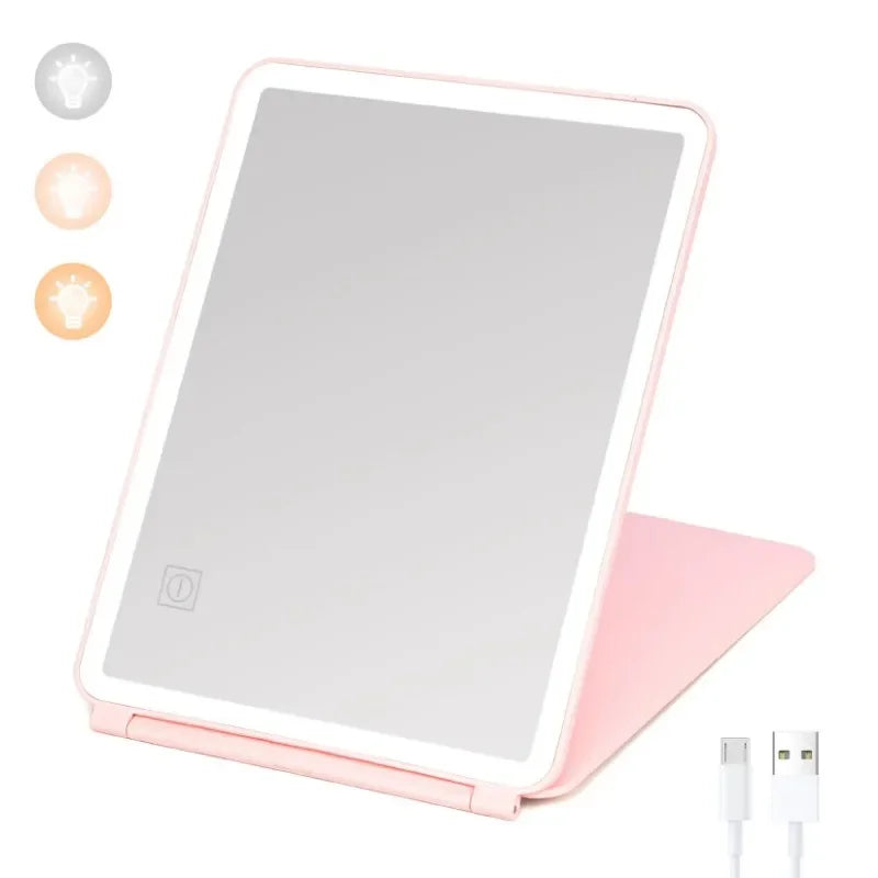 Vanity Makeup Mirror Portable LED Lighted Travel Touch Screen Dimming