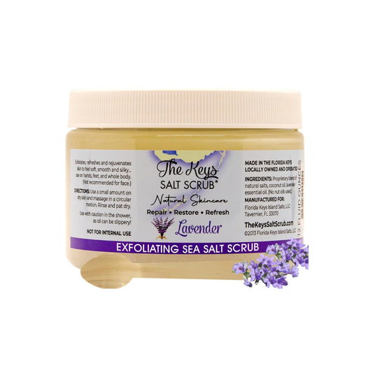 Sea Salt Body Scrub with Wooden Spoon — Exfoliating & Moisturizing, Lavender