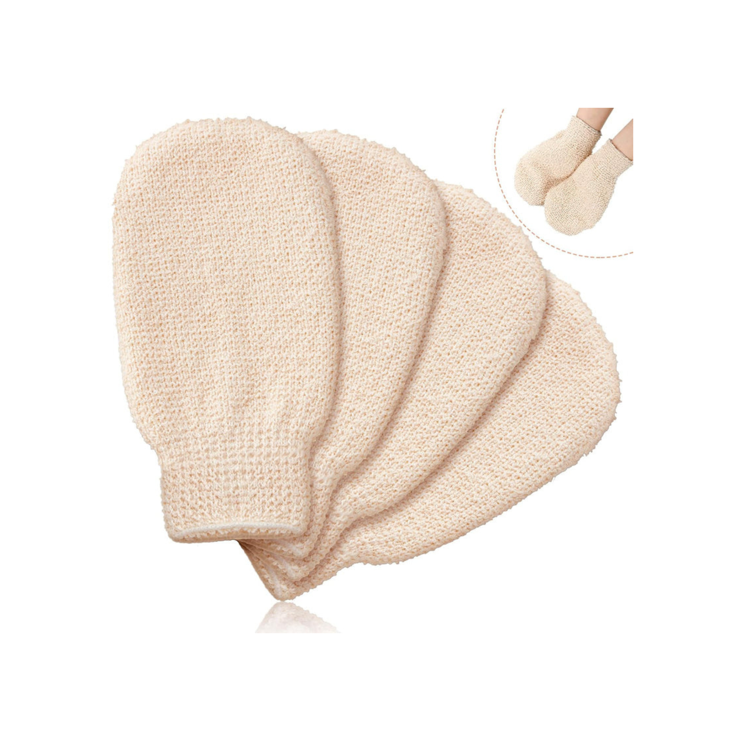 4 Pack Exfoliating Bath Gloves — Shower Scrubbing Mitts for Deep Cleaning