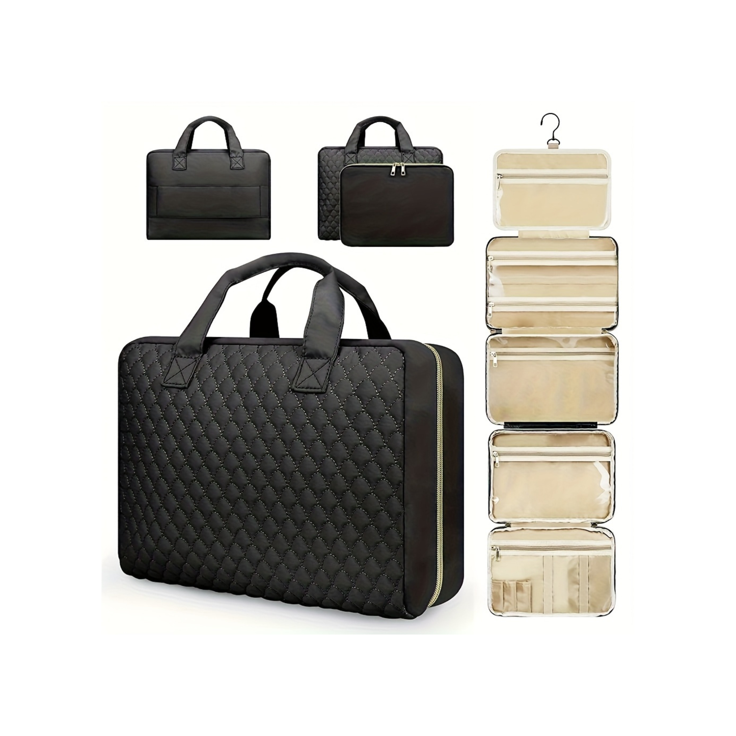 Zynerae 2-in-1 Large Cosmetic & Toiletry Bag – Travel Makeup Organizer (2PCS)