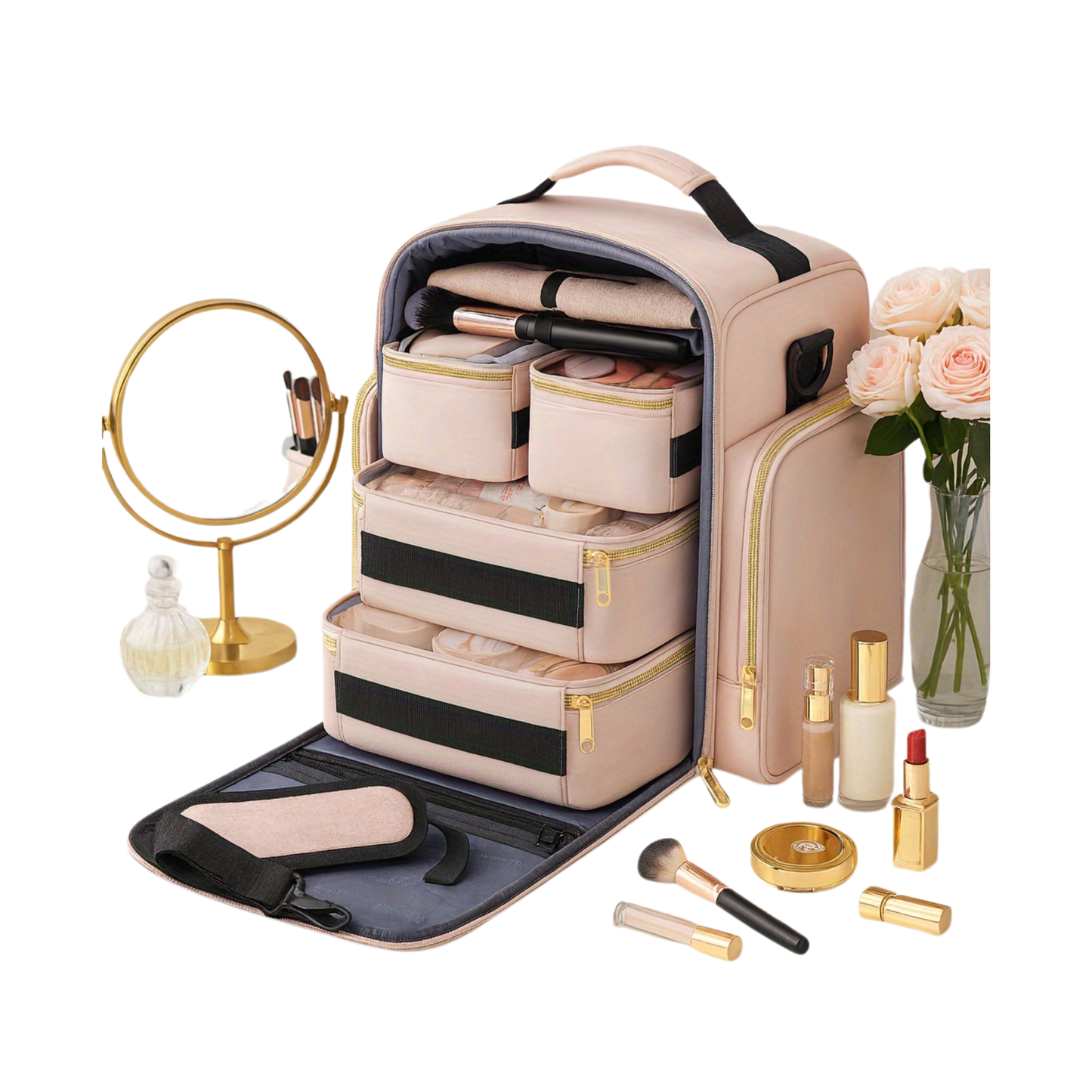 Zynerae 2-in-1 Large Cosmetic & Toiletry Bag – Travel Makeup Organizer (2PCS)