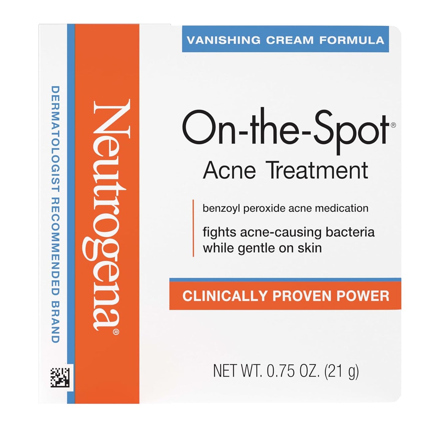 On-The-Spot Acne Spot Treatment Cream with 2.5% Benzoyl Peroxide, 0.75-Ounce Tube