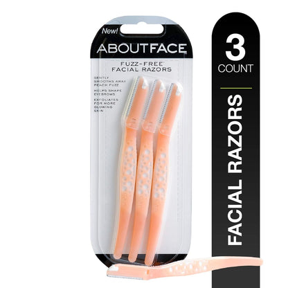 Fuzz-Free Facial Razors 3pcs — Hair Removal, Dermaplaning & Brow Shaping