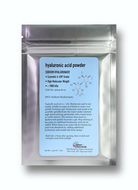 Pure Hyaluronic Acid Powder 15g — High Molecular Weight 1800 KDa+ Cosmetic Grade