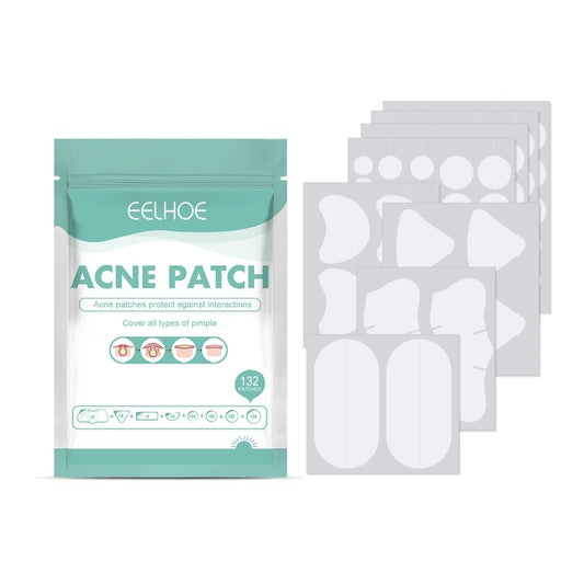 132 Pcs Hydrocolloid Acne Pimple Patches — Invisible Spot Stickers for Face