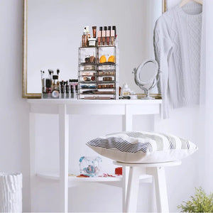 12 Drawer 4-Piece Makeup and Jewelry Organizer Case and Top Shelf