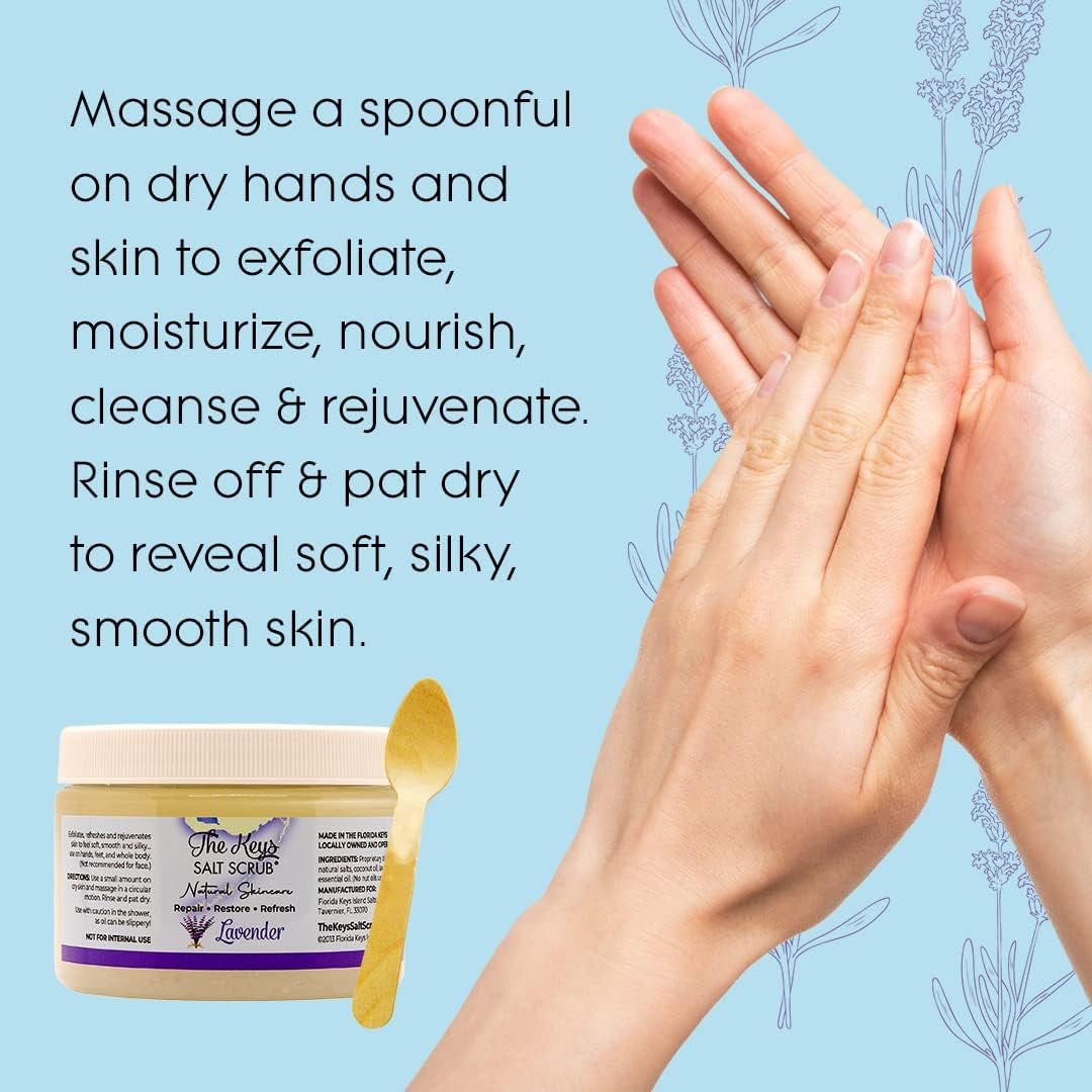 Sea Salt Body Scrub with Wooden Spoon — Exfoliating & Moisturizing, Lavender