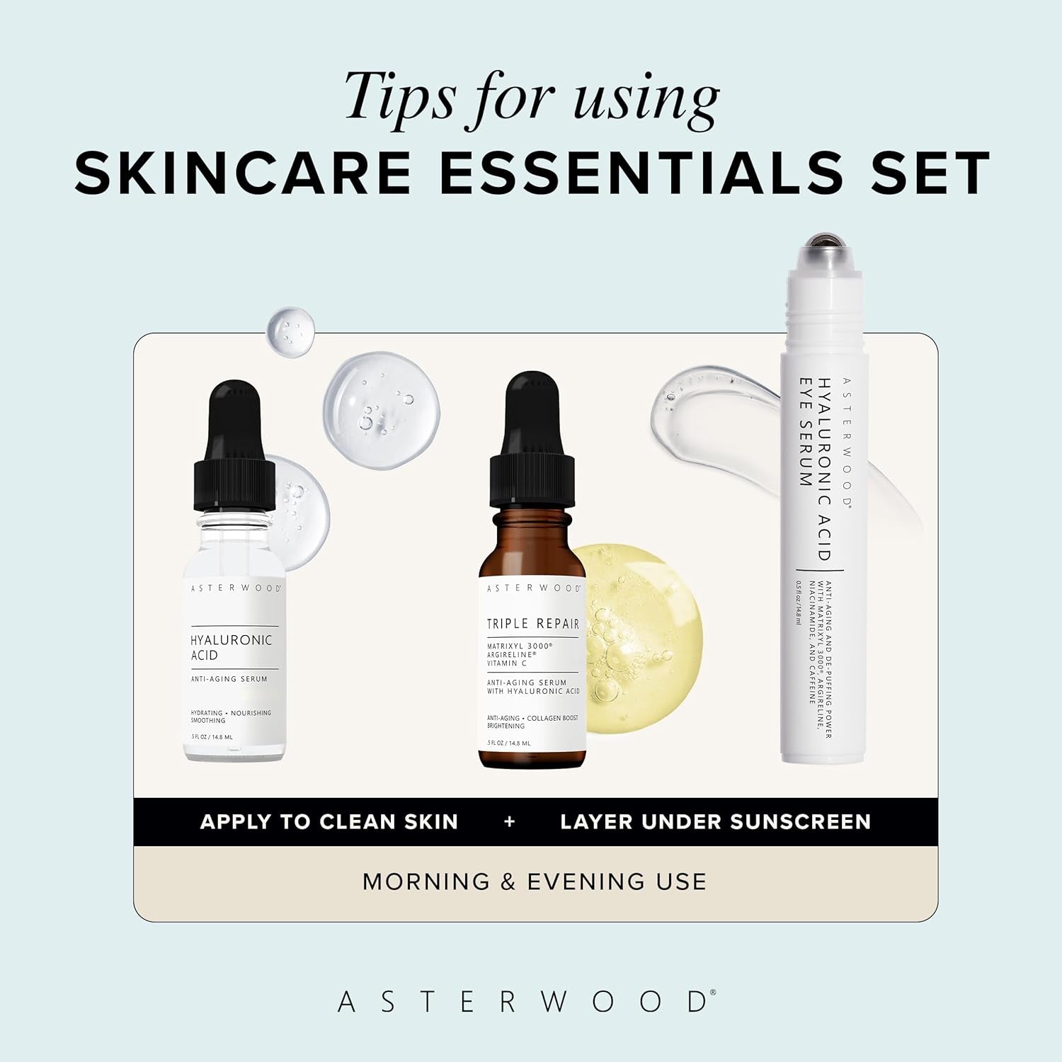 Skin Care Set — Hydrating & Anti-Aging with Hyaluronic Acid & Repair Serums