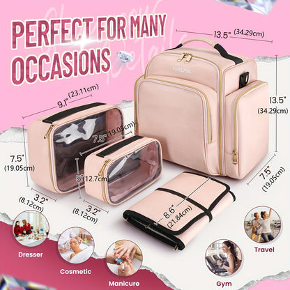 Zynerae 2-in-1 Large Cosmetic & Toiletry Bag – Travel Makeup Organizer (2PCS).