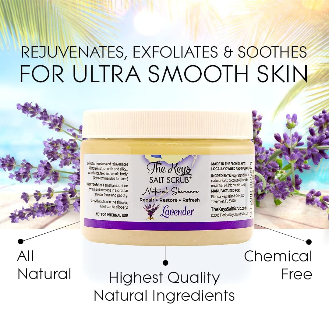 Sea Salt Body Scrub with Wooden Spoon — Exfoliating & Moisturizing, Lavender