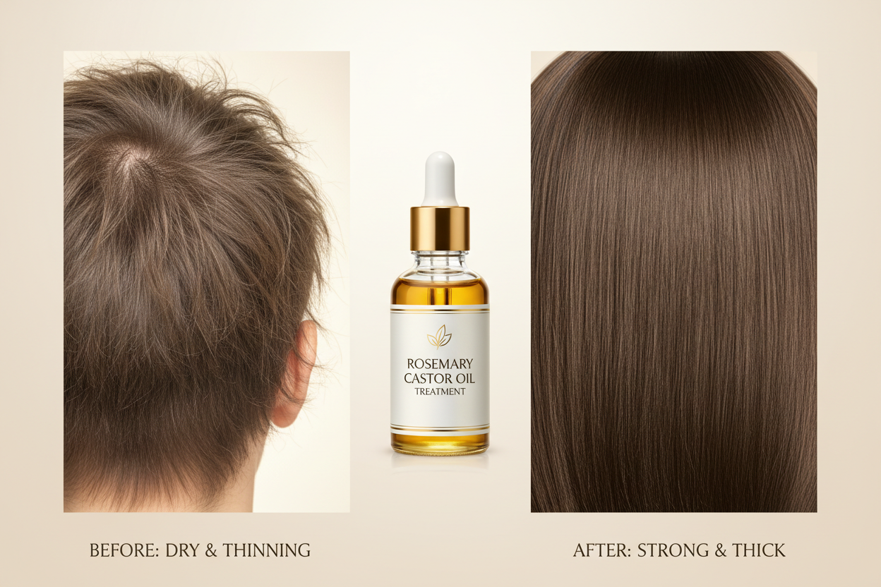 Before and after hair comparison