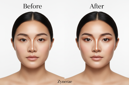 Zynerae 3D Nose Shadow Brush – Before & After Contour Comparison