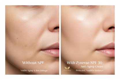 Before and after skin comparison showing benefits of SPF 30 daily face cream