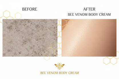 Before and after skin hydration comparison with Zynerae bee venom body cream