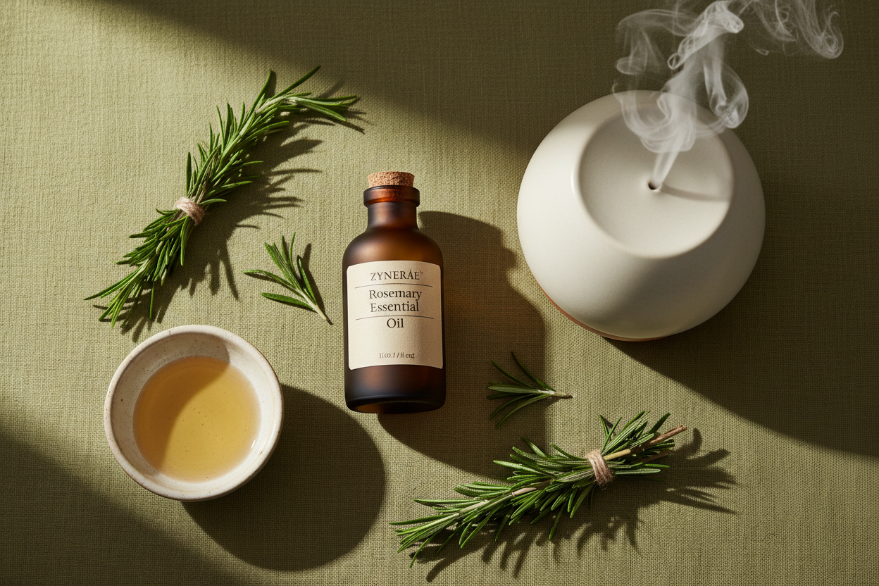 Rosemary Essential Oil aromatherapy lifestyle - Zynerae