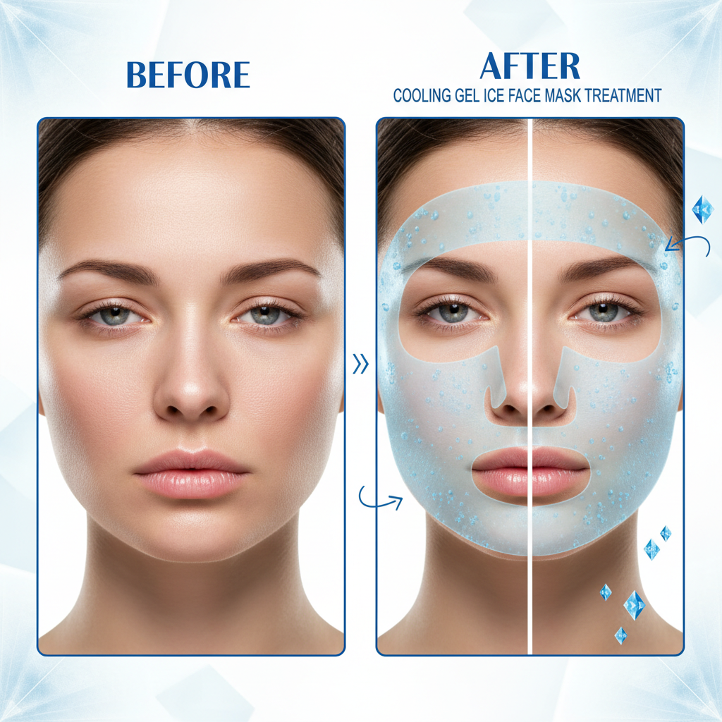Before and after using Zynerae Cooling Gel Face Mask showing reduced puffiness and tightened pores