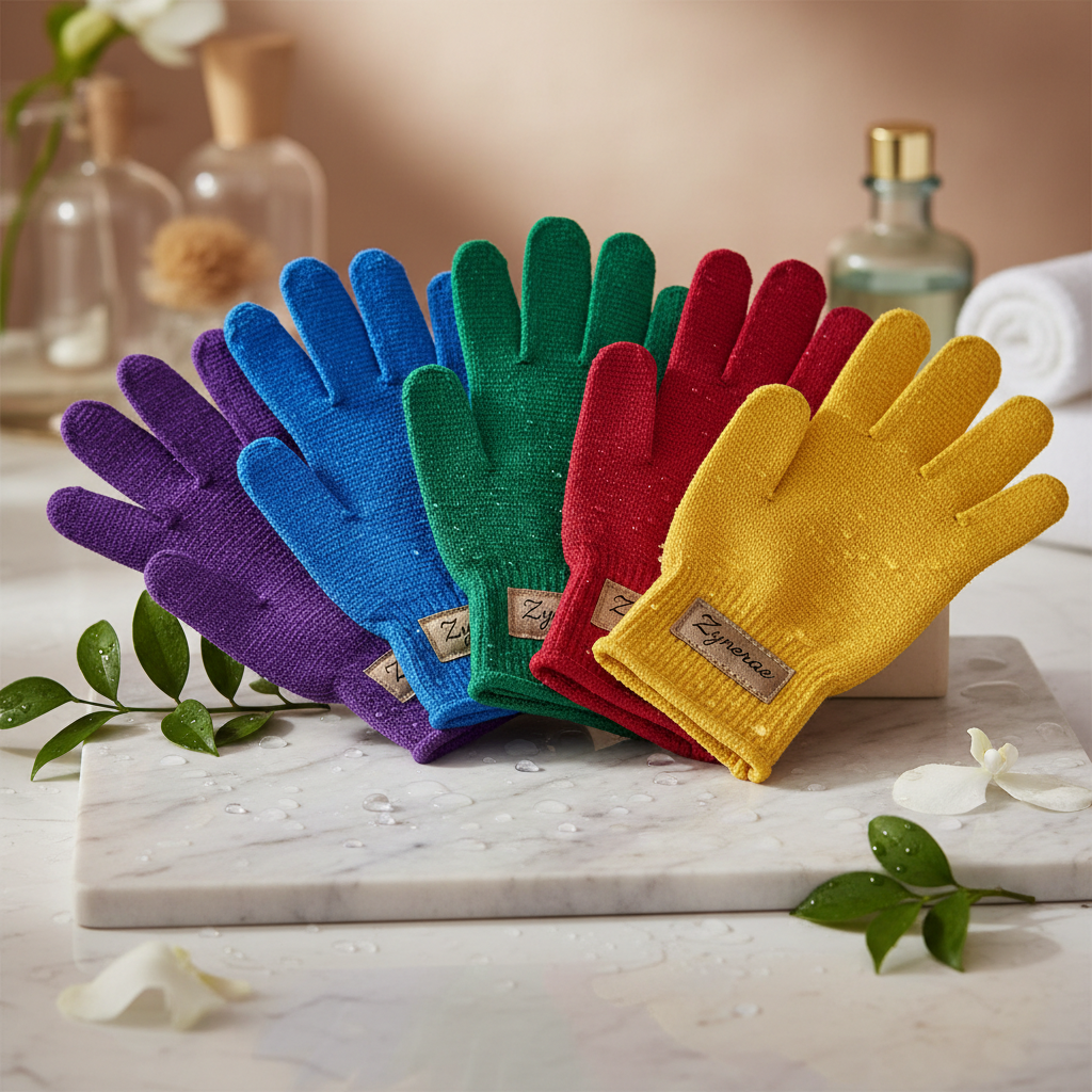 Zynerae Exfoliating Bath Gloves – Hero Product Shot
