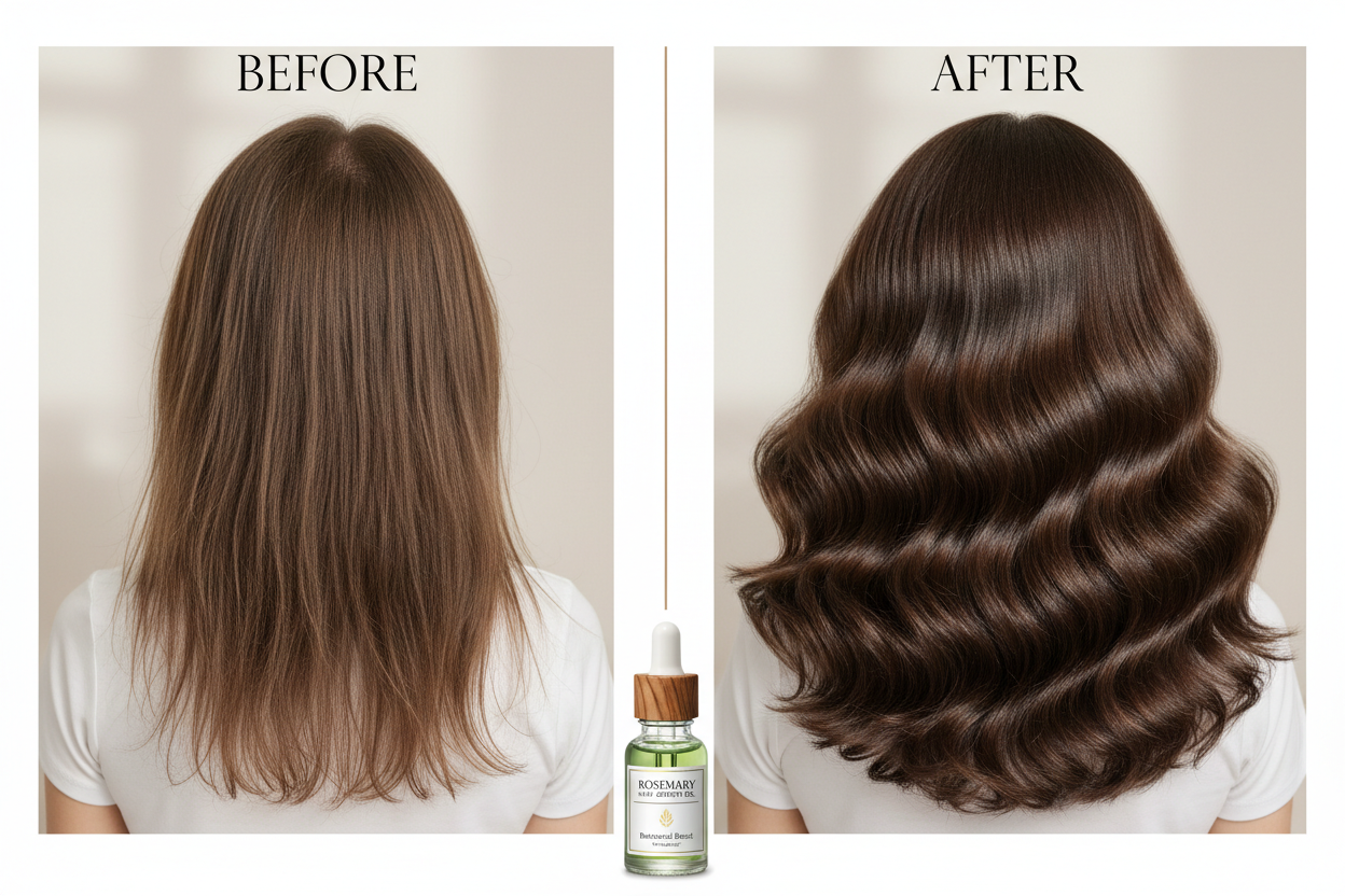 Before and after hair comparison