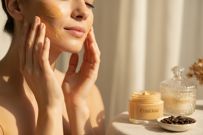 Massaging Castor Oil Firming Face Cream into face and neck - Zynerae
