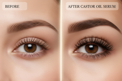 Eyelash and eyebrow before and after comparison