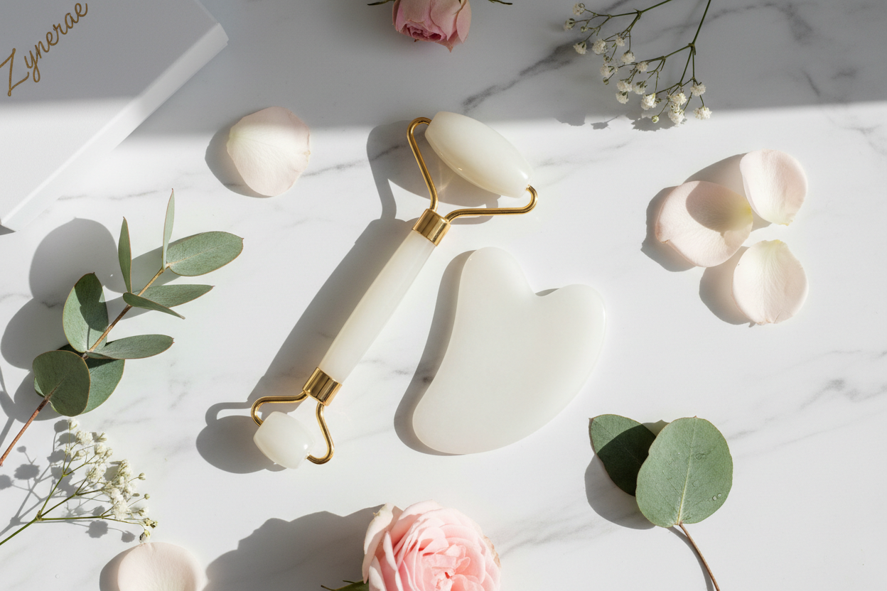Jade Face Roller & Gua Sha Set - Face Lifting & Anti-Wrinkle Massager by Zynerae