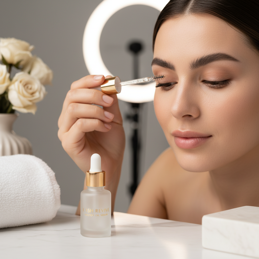 Castor oil eyelash serum application