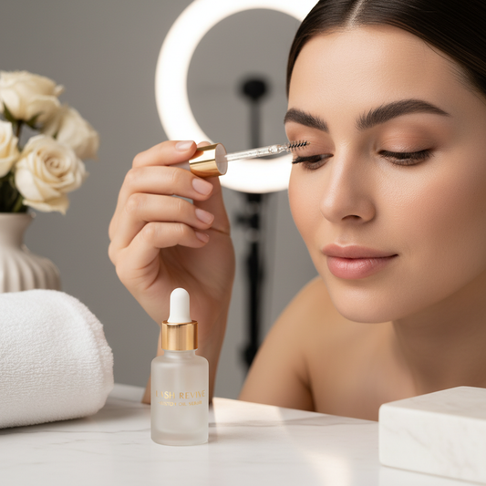 Castor oil eyelash serum application
