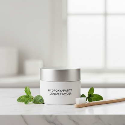 Zynerae Hydroxyapatite Powder hero product shot with mint leaves