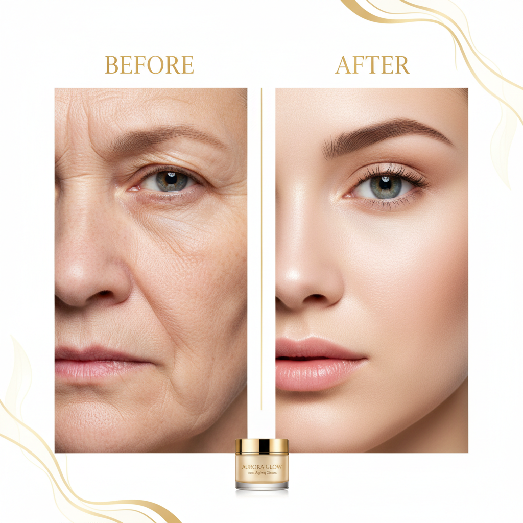 Before and after comparison showing skin improvement with Zynerae Anti-Aging Face Cream
