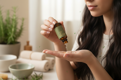 Applying Rosemary Essential Oil to scalp - Zynerae
