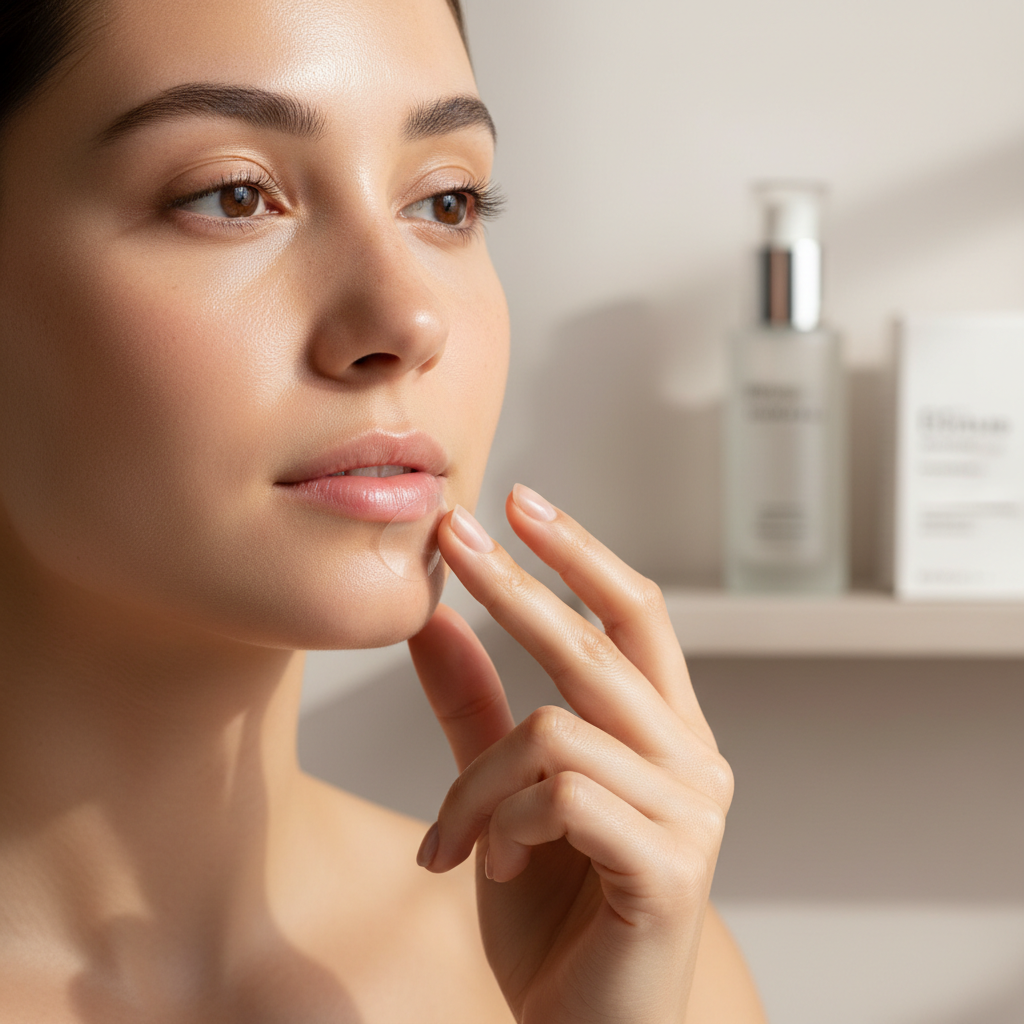 Applying Zynerae acne patch to blemish on skin