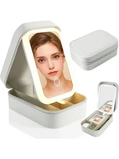 Travel Makeup Box with LED Mirror.